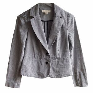 Sandro Seersucker Blazer Size S 100% Cotton Office Jacket Academia Preppy Work